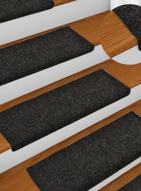 VidaXL Trapmatten 15 st 65x25 cm naaldvilt zwart
