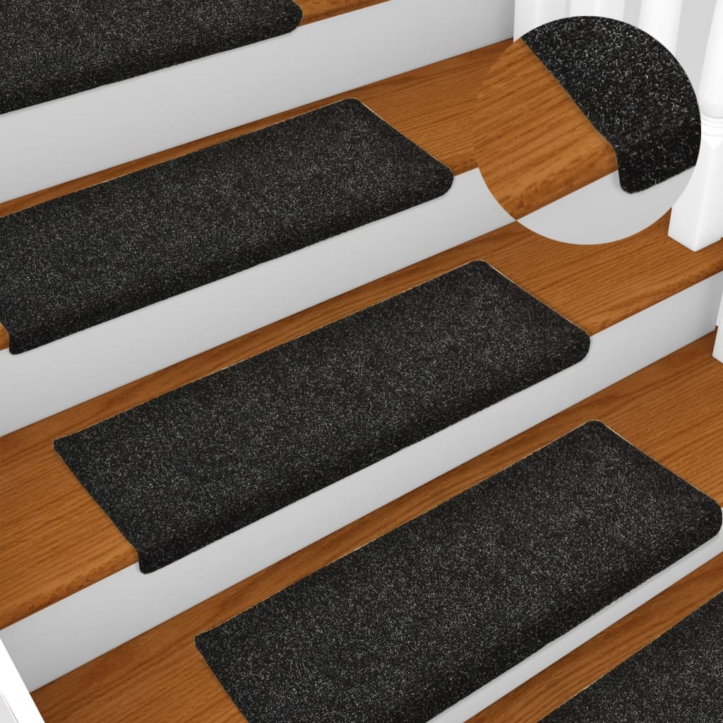 VidaXL Trapmatten 15 st 65x25 cm naaldvilt zwart