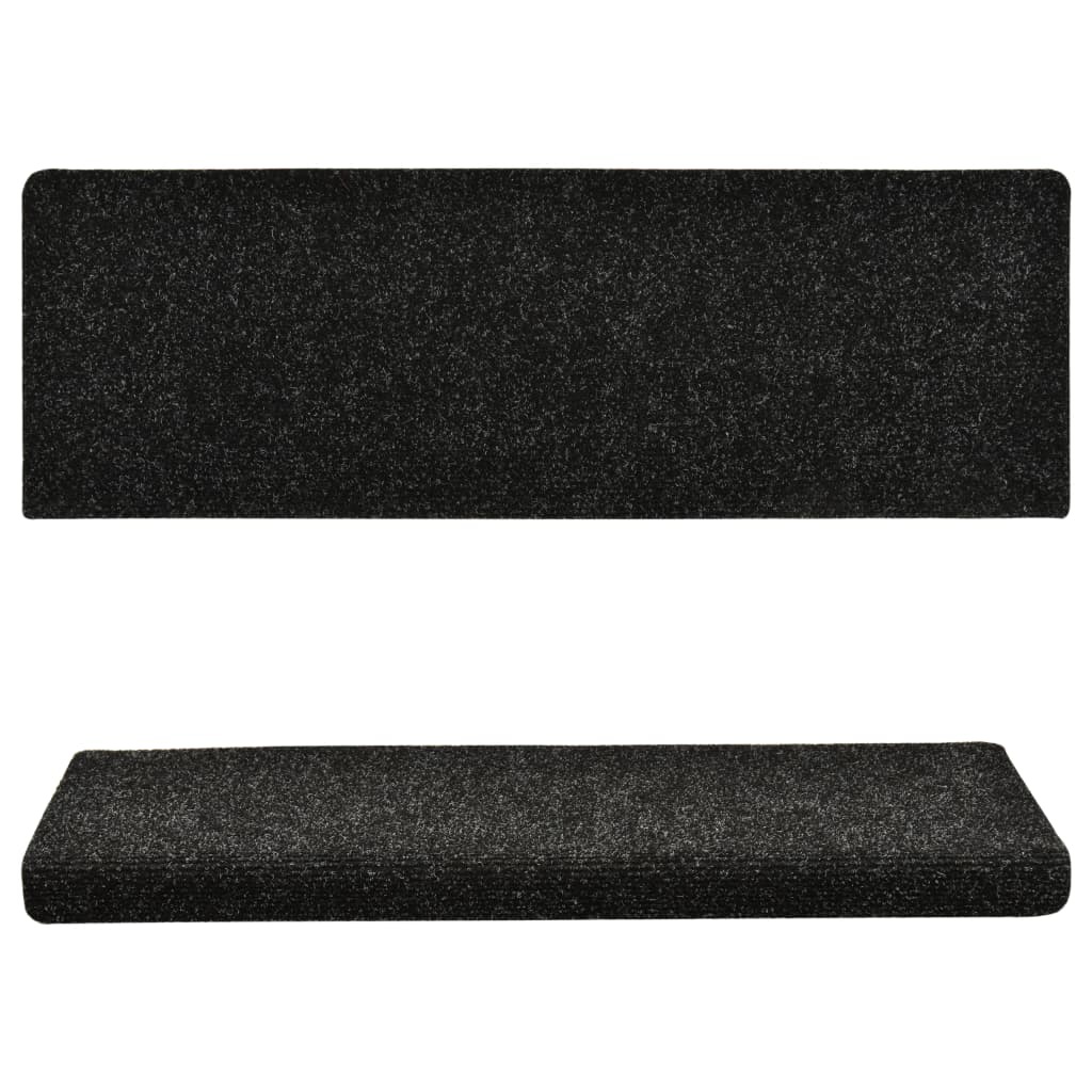 VidaXL Trapmatten 15 st 65x25 cm naaldvilt zwart