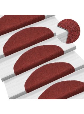 VidaXL Trapmatten zelfklevend 65x21x4 cm naaldvilt rood 15 st