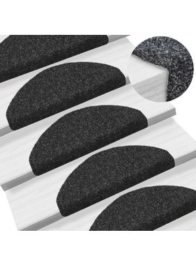 VidaXL Trapmatten zelfklevend 65x21x4 cm naaldvilt zwart 15 st