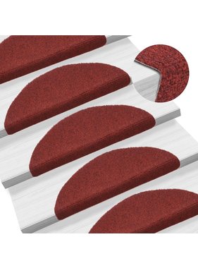 VidaXL Trapmatten zelfklevend 54x16x4 cm naaldvilt rood 15 st