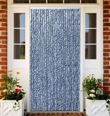 VidaXL Vliegengordijn 100x220 cm chenille blauw, wit en zilver
