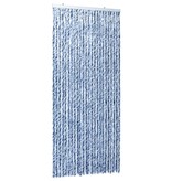 VidaXL Vliegengordijn 100x220 cm chenille blauw, wit en zilver