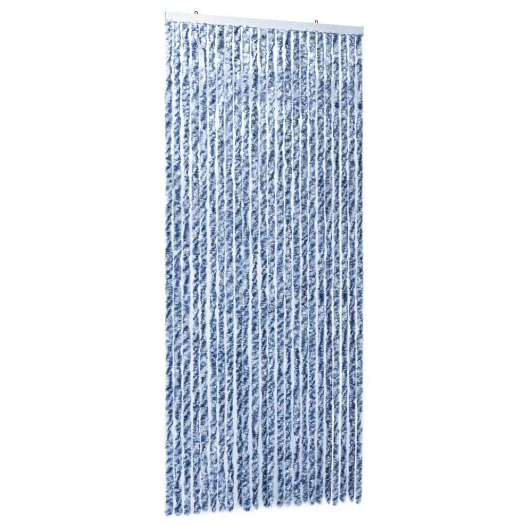 VidaXL Vliegengordijn 100x220 cm chenille blauw, wit en zilver