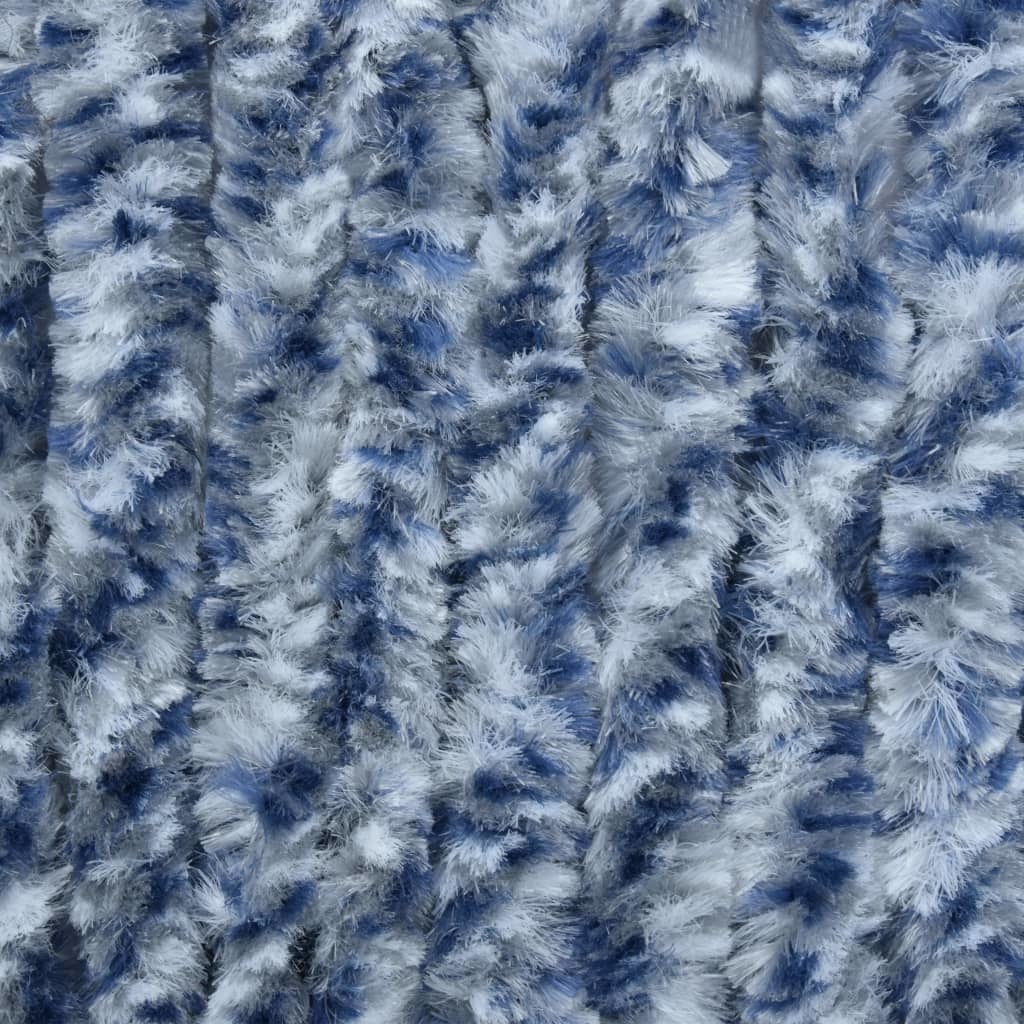 VidaXL Vliegengordijn 100x220 cm chenille blauw, wit en zilver