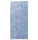 VidaXL Vliegengordijn 100x220 cm chenille blauw, wit en zilver