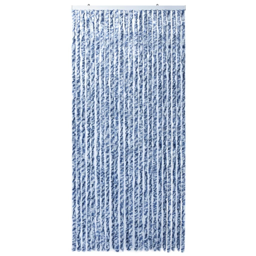 VidaXL Vliegengordijn 100x220 cm chenille blauw, wit en zilver