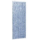 VidaXL Vliegengordijn 90x220 cm chenille blauw, wit en zilver