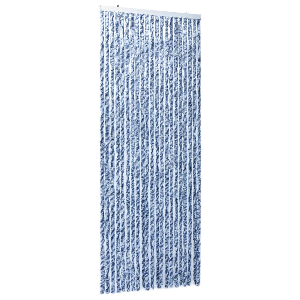 VidaXL Vliegengordijn 90x220 cm chenille blauw, wit en zilver