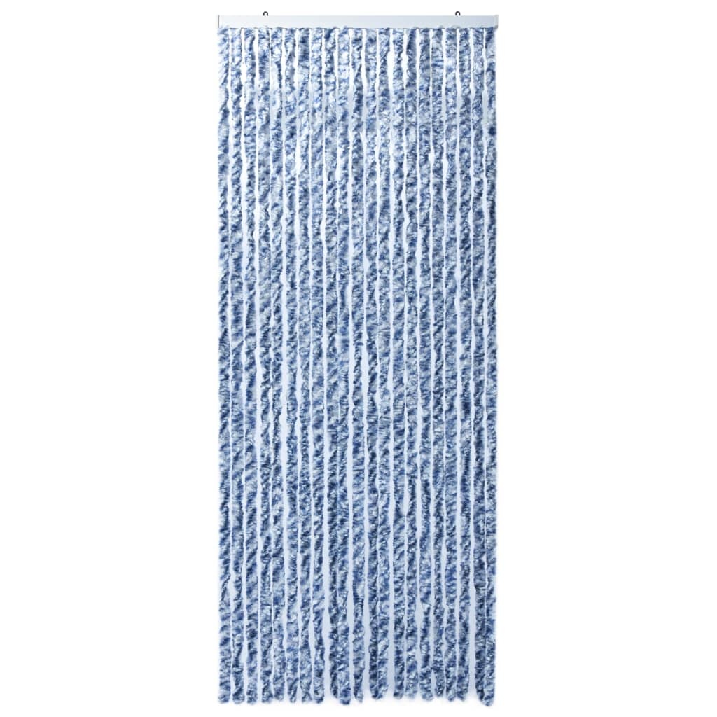 VidaXL Vliegengordijn 90x220 cm chenille blauw, wit en zilver