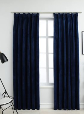 VidaXL Gordijnen verduisterend 2 st met haken 140x245 cm fluweel blauw