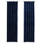 VidaXL Gordijnen verduisterend 2 st met haken 140x245 cm fluweel blauw