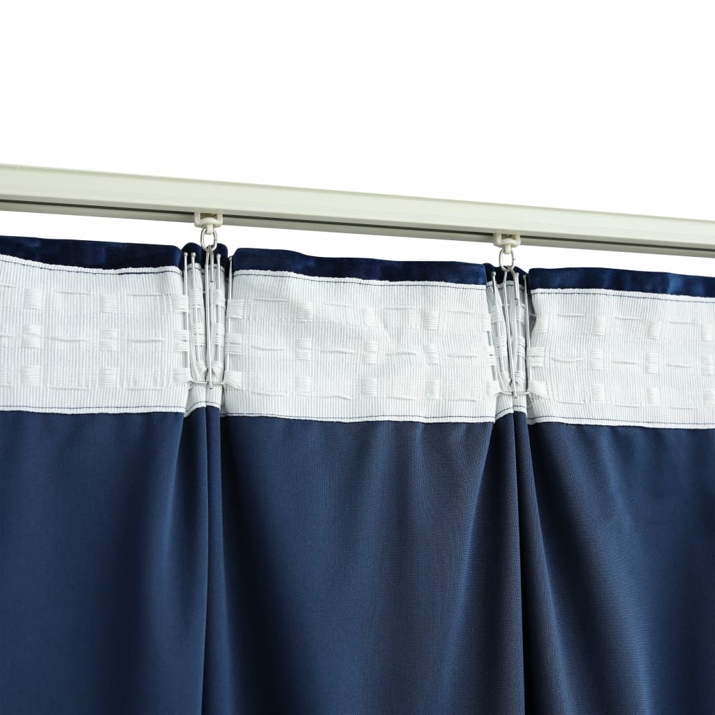 VidaXL Gordijnen verduisterend 2 st met haken 140x245 cm fluweel blauw