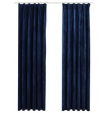 VidaXL Gordijnen verduisterend 2 st met haken 140x225 cm fluweel blauw