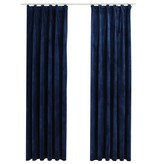 vidaXL Gordijnen verduisterend 2 st met haken 140x225 cm fluweel blauw