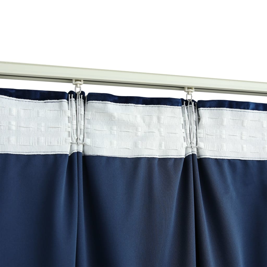 vidaXL Gordijnen verduisterend 2 st met haken 140x225 cm fluweel blauw