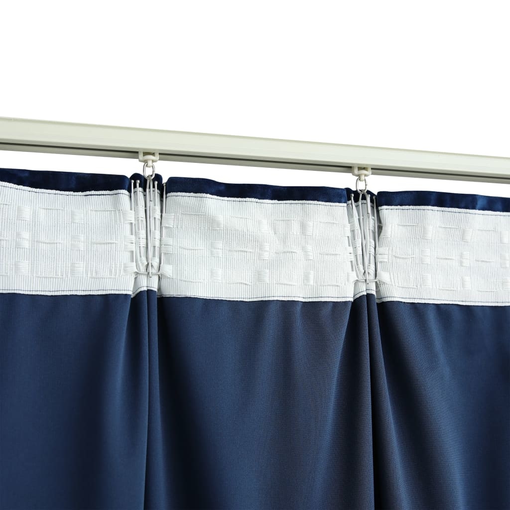 VidaXL Gordijnen verduisterend 2 st met haken 140x175 cm fluweel blauw