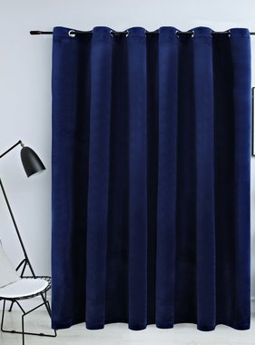 VidaXL Gordijn verduisterend met ringen 290x245 cm fluweel blauw