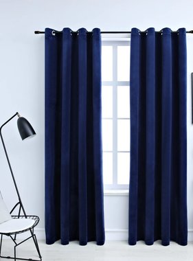 vidaXL Gordijn verduisterend met ringen 2 st 140x245 cm fluweel blauw