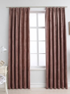 VidaXL Gordijnen verduisterend 2 st met haken 140x245 cm fluweel roze