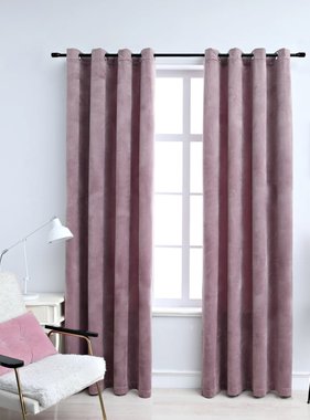 VidaXL Gordijnen verduisterend met ringen 2 st 140x225 cm fluweel roze