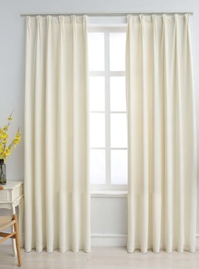 VidaXL Gordijnen verduisterend 2 st met haken 140x175 cm fluweel crème