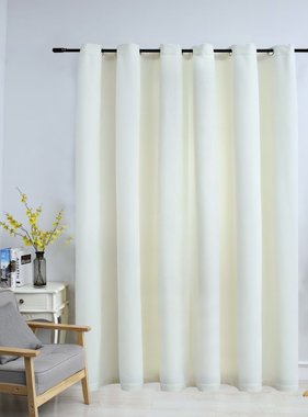 VidaXL Gordijn verduisterend met ringen 290x245 cm fluweel crème