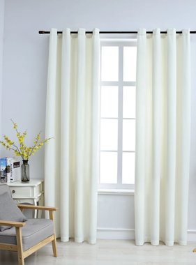 VidaXL Gordijn verduisterend met ringen 2 st 140x225 cm fluweel crème