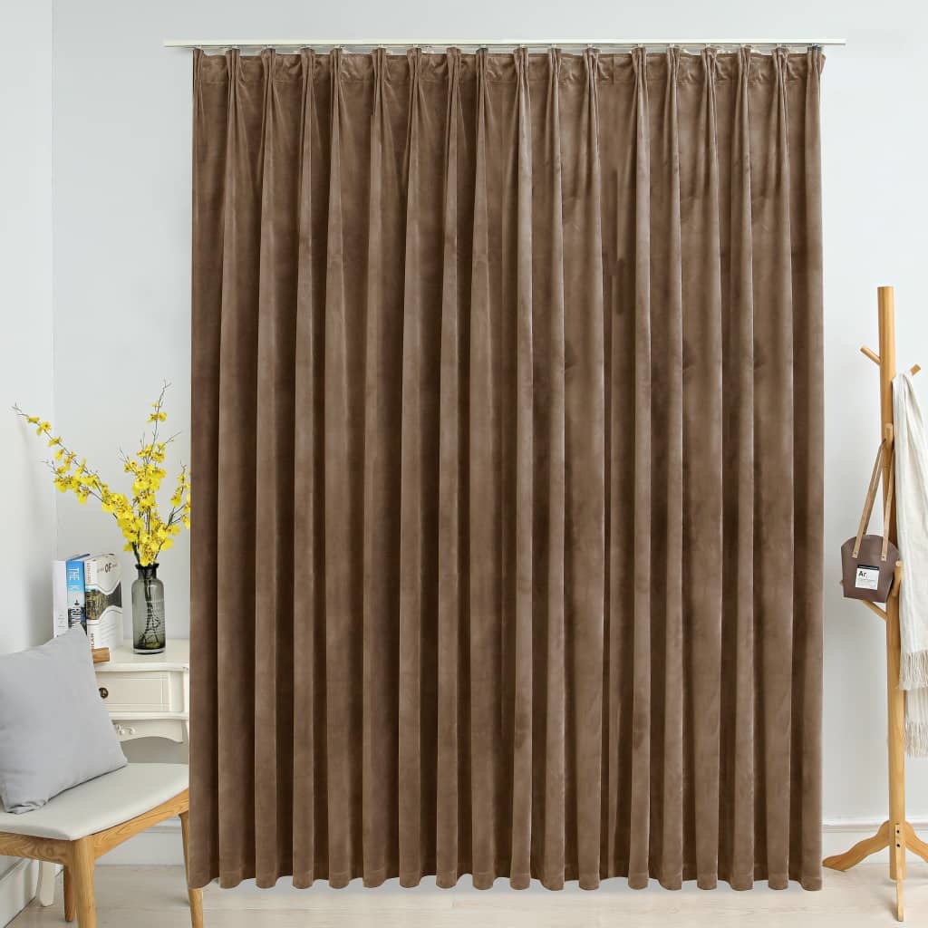 vidaXL Gordijn verduisterend met haken 290x245 cm fluweel beige