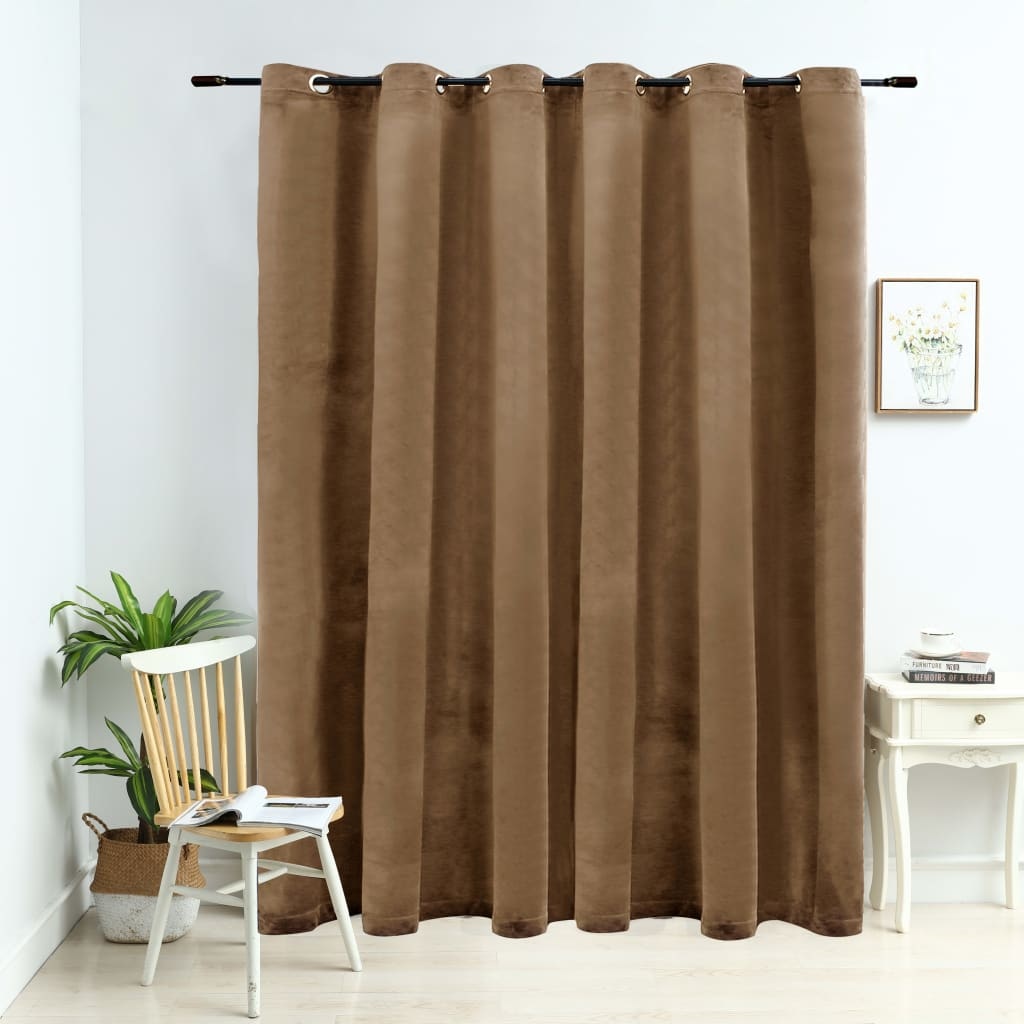 vidaXL Gordijn verduisterend met ringen 290x245 cm fluweel beige