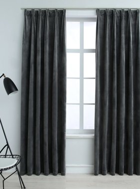 VidaXL Gordijnen verduisterend 2 st met haken 140x245 cm fluweel antraciet