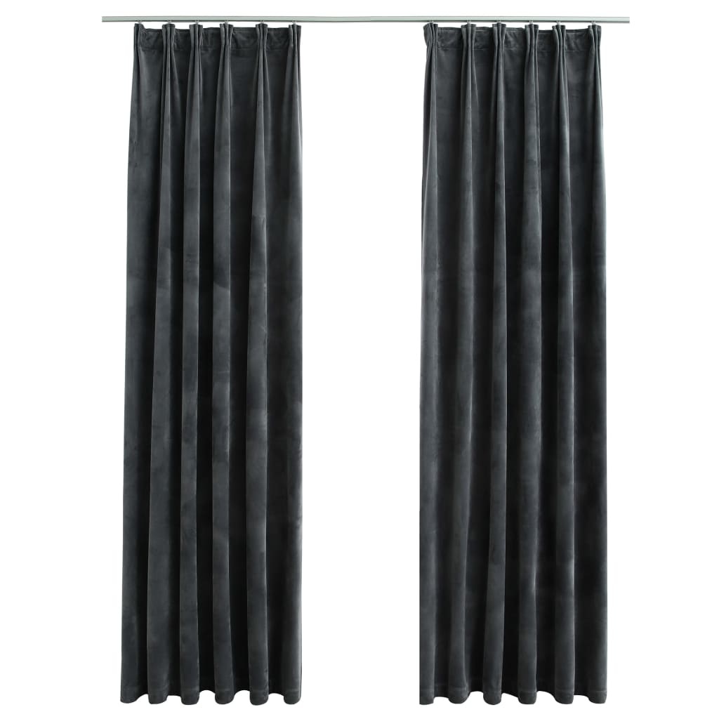 VidaXL Gordijnen verduisterend 2 st met haken 140x245 cm fluweel antraciet