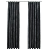 VidaXL Gordijnen verduisterend 2 st met haken 140x225 cm fluweel antraciet