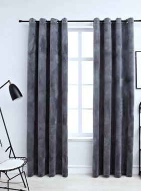 VidaXL Gordijn verduisterend met ringen 2 st 140x245 cm fluweel zwart