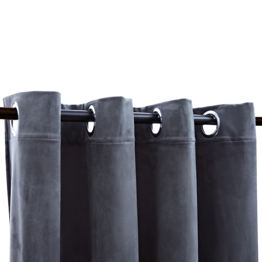VidaXL Gordijn verduisterend met ringen 2 st 140x225 cm fluweel grijs
