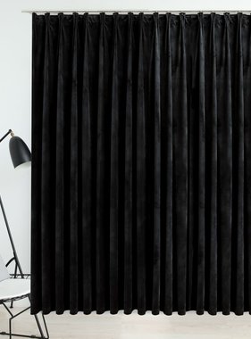 VidaXL Gordijn verduisterend met haken 290x245 cm fluweel zwart
