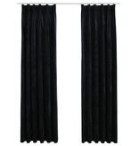VidaXL Gordijnen verduisterend 2 st met haken 140x225 cm fluweel zwart
