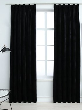VidaXL Gordijnen verduisterend 2 st met haken 140x175 cm fluweel zwart