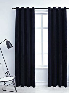 VidaXL Gordijn verduisterend met ringen 2 st 140x175 cm fluweel zwart