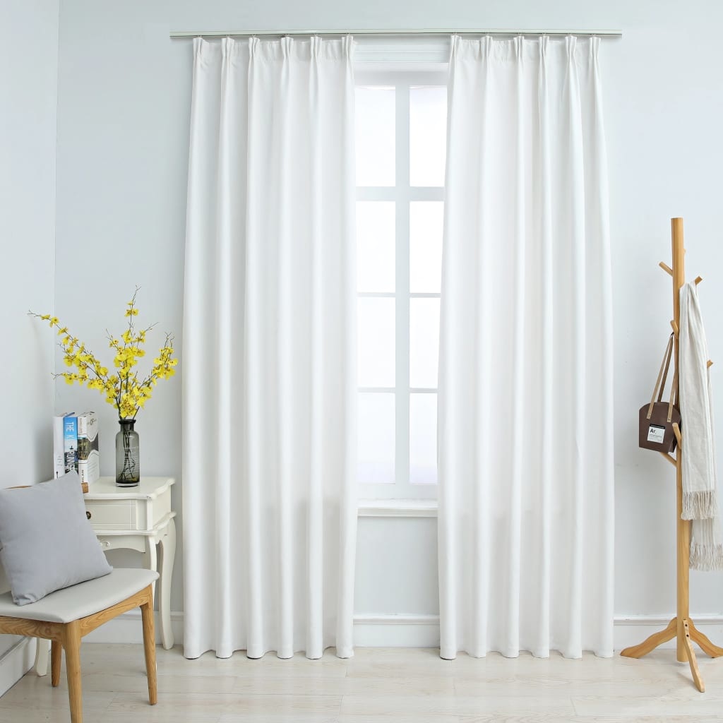 VidaXL Gordijnen verduisterend met haken 2 st 140x225 cm gebroken wit