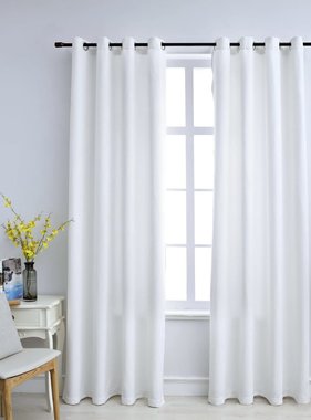 VidaXL Gordijnen verduisterend met ringen 2 st 140x245 cm gebroken wit