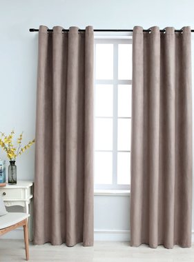 vidaXL Gordijn verduisterend met metalen ringen 2 st 140x245 cm taupe