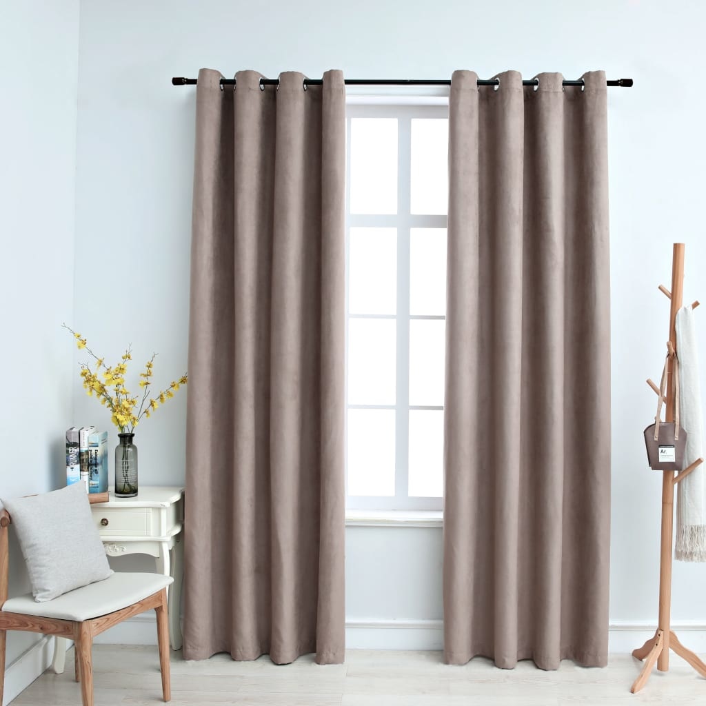 VidaXL Gordijn verduisterend met metalen ringen 2 st 140x245 cm taupe