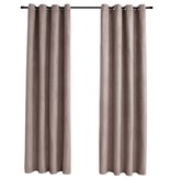 VidaXL Gordijn verduisterend met metalen ringen 2 st 140x245 cm taupe