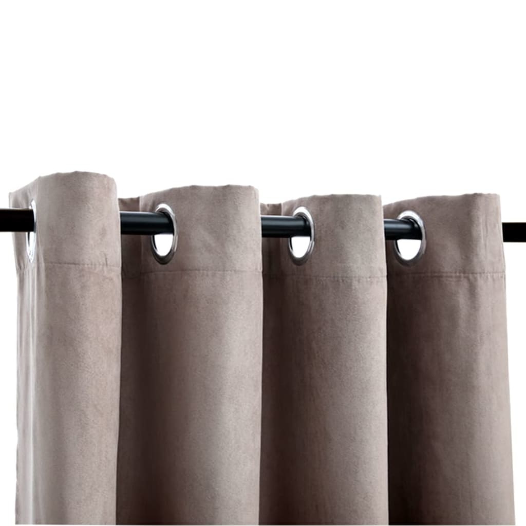 vidaXL Gordijn verduisterend met metalen ringen 2 st 140x245 cm taupe