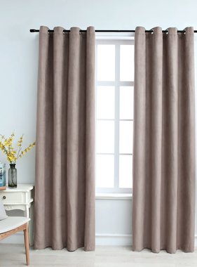 VidaXL Gordijn verduisterend met metalen ringen 2 st 140x175 cm taupe