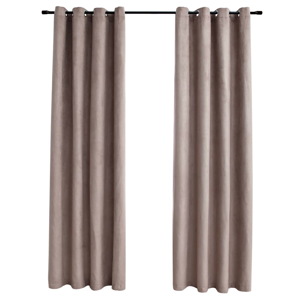 VidaXL Gordijn verduisterend met metalen ringen 2 st 140x175 cm taupe