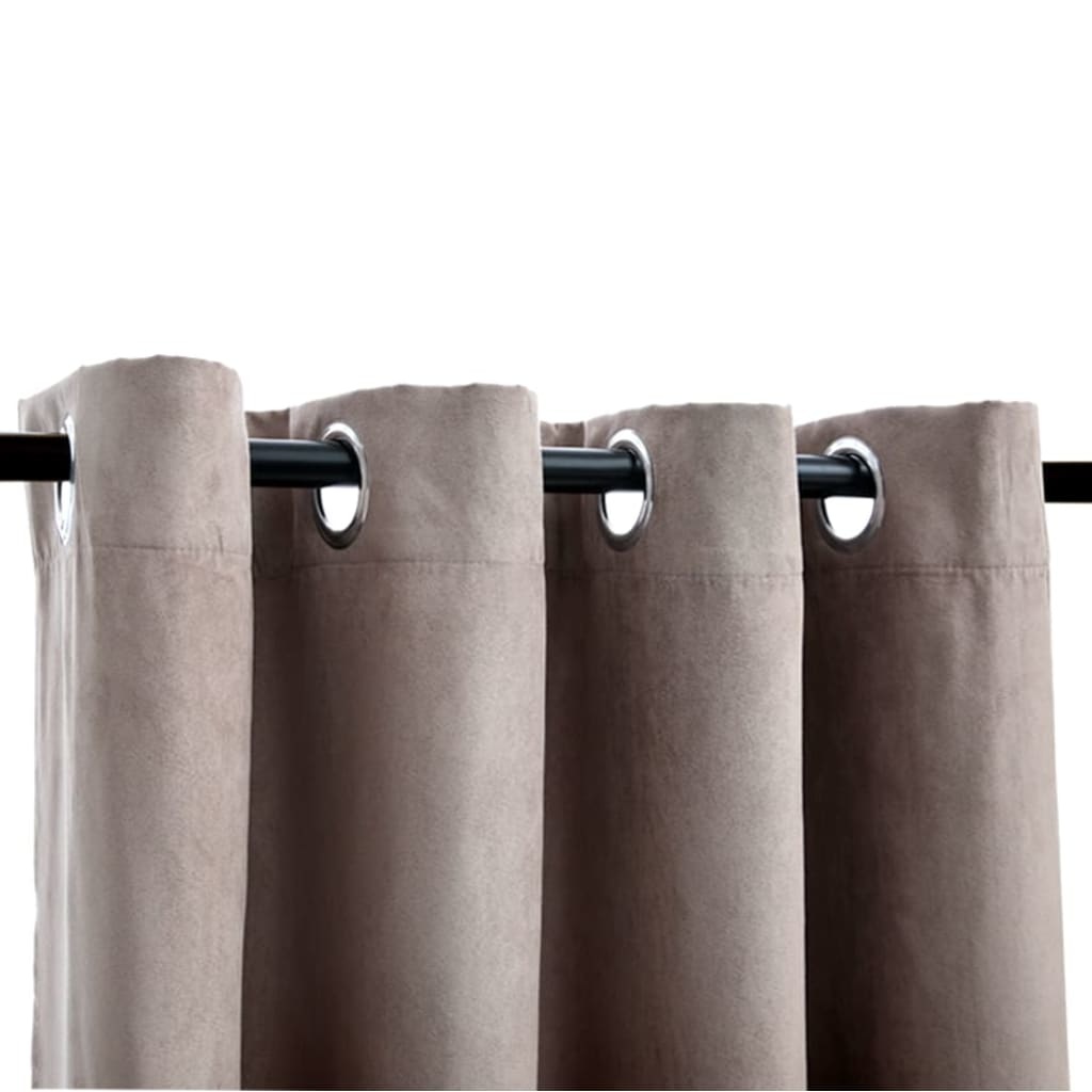 VidaXL Gordijn verduisterend met metalen ringen 2 st 140x175 cm taupe