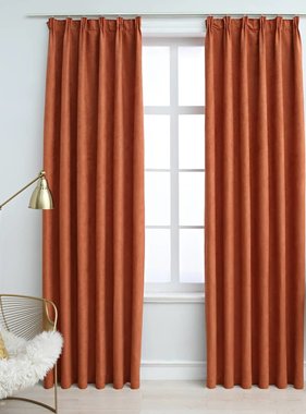 VidaXL Gordijnen verduisterend met haken 2 st 140x245 cm roestkleurig